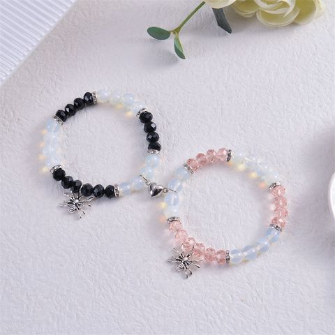 Classic Style Spider Artificial Crystal Agate Metal Beaded Handmade Couple Bracelets
