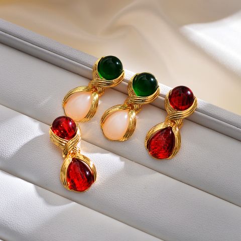 1 Pair Vintage Style Simple Style Infinity Inlay Copper Zircon Drop Earrings