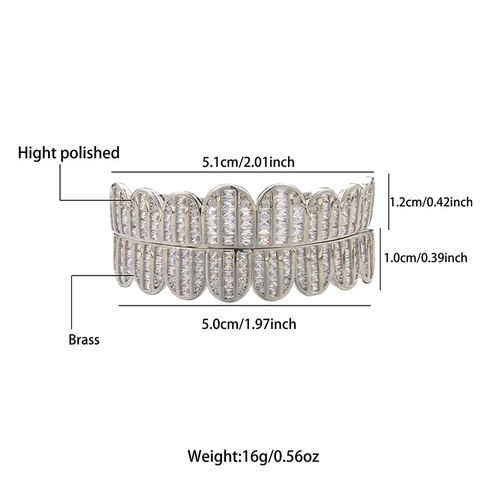 Hiphop Hip Hop Tooth Socket Rhinestone-encrusted Jewelry Accessories Micro-inlaid Rectangular Zircon Tooth Socket