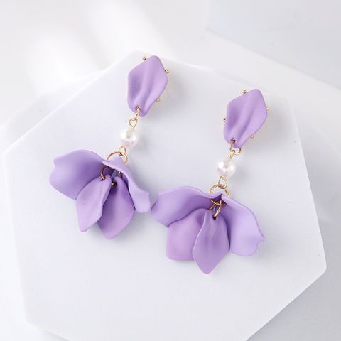 1 Pair Simple Style Leaf Stoving Varnish Arylic Drop Earrings