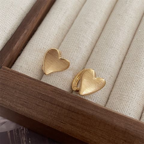 1 Pair Basic Heart Shape Plating Metal Earrings