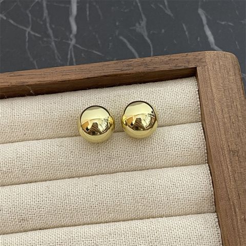 1 Pair Basic Round Plating Copper Ear Studs