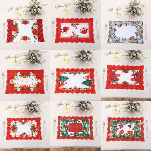 Christmas Decorative Placemat European And American Printed Fabric Craft Placemat Home Decorations Western-style Placemat Table Insulation Mat Wholesale