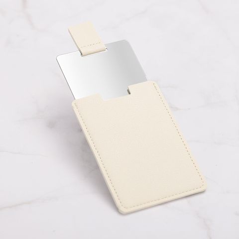 Simple Style Solid Color Pu Leather Glass Mirror 1 Piece