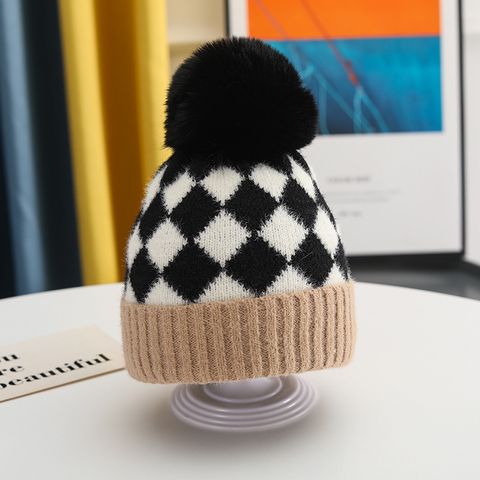 Children Unisex Basic Streetwear Plaid Wool Cap