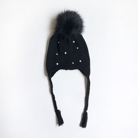 Children Unisex Elegant Lady Solid Color Wool Cap