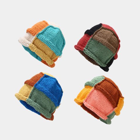 Women's Retro Sweet Color Block Eaveless Wool Cap