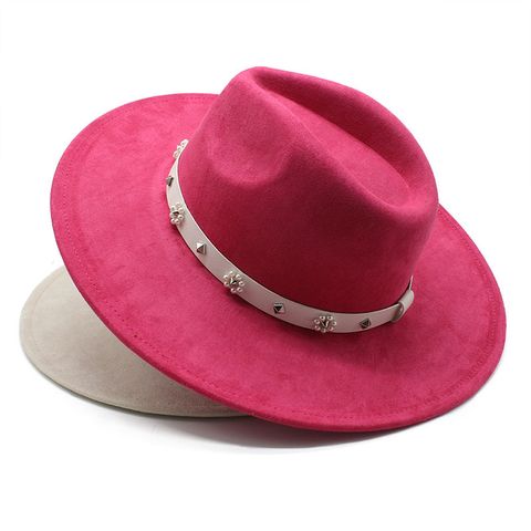 للجنسين نمط خمر النمط العرقي اللون الصامد طنف كبيرة قبعة فيدورا