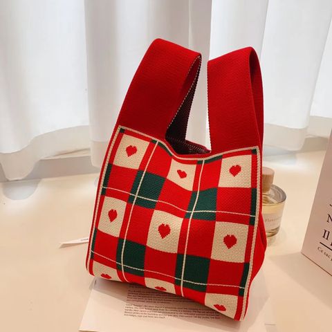 Women's Medium All Seasons Polyester Stripe Lingge Classic Style Square Open Handbag
