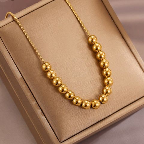 Classical Lady Ball Titanium Steel Plating Gold Plated Necklace