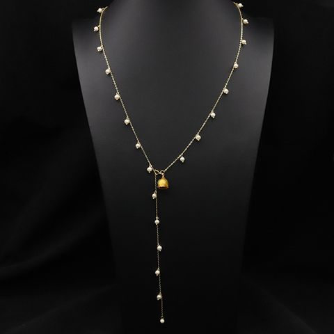Retro Geometric Freshwater Pearl Mixed Materials 18k Gold Plated Necklace In Bulk