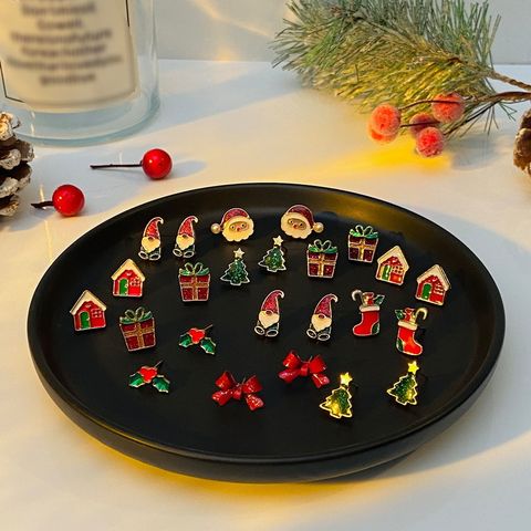 1 Set Simple Style Christmas Tree Santa Claus Christmas Socks Plating Alloy Drop Earrings Ear Studs
