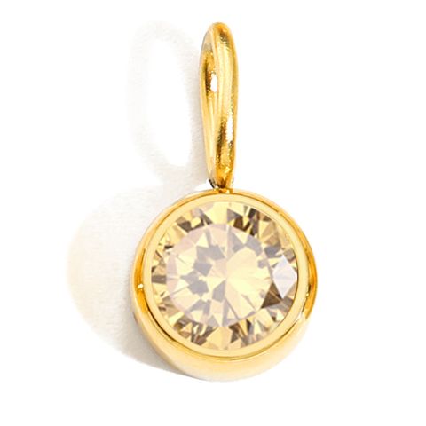 1 Piece Stainless Steel Rhinestones 14K Gold Plated Rose Gold Plated Round Polished Pendant