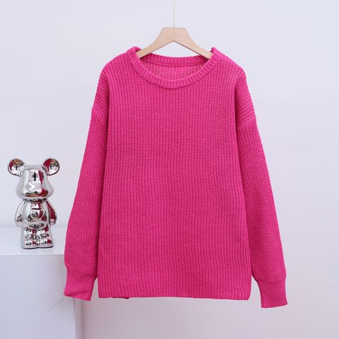 Women's Sweater Long Sleeve Sweaters & Cardigans Classic Style Solid Color