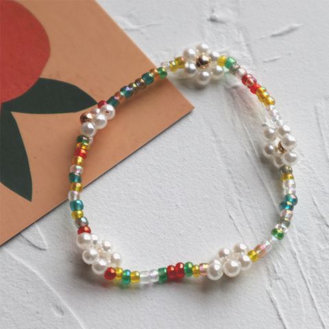 Sweet Simple Style Flower Beaded Imitation Pearl Women's Bracelets