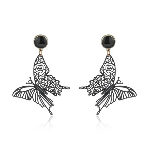 1 Pair Ig Style Simple Style Butterfly Plating Hollow Out Metal Drop Earrings
