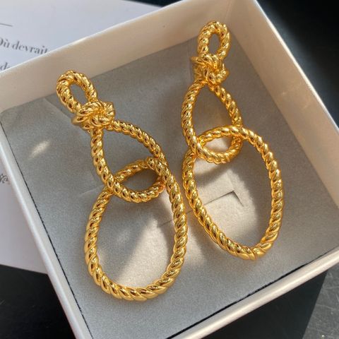 1 Pair Retro Geometric Plating Alloy Gold Plated Drop Earrings