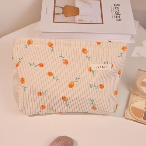 Elegant Flower Corduroy Square Makeup Bags