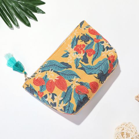 Vintage Style Flower Canvas Square Makeup Bags