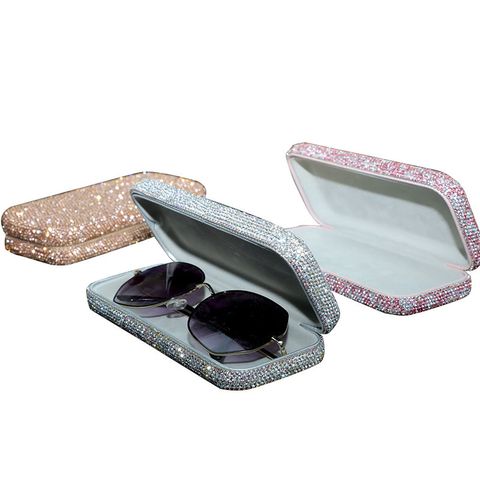 Glam Luxurious Solid Color Rhinestone Unisex Glasses Case