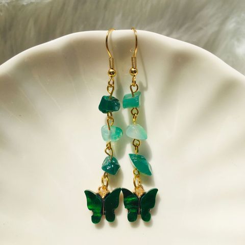 1 Pair Simple Style Butterfly Turquoise Drop Earrings