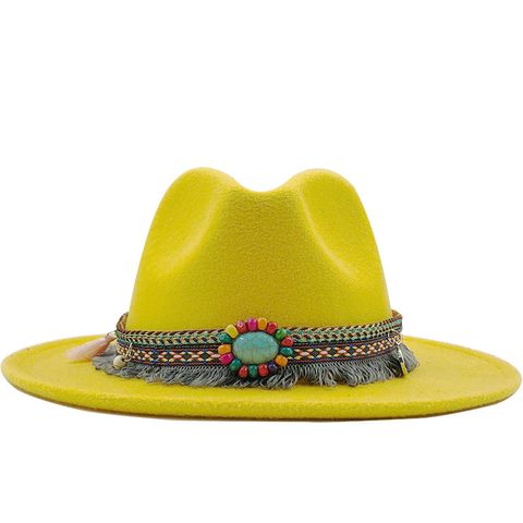 Unisex Cowboy Style Solid Color Flat Eaves Fedora Hat