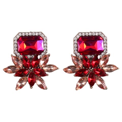 Wholesale Jewelry Casual Elegant Classical Flower Alloy Gem Zircon Gold Plated Plating Inlay Ear Studs
