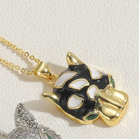 Cute Simple Style Commute Animal Copper Plating Inlay Zircon 14k Gold Plated White Gold Plated Pendant Necklace