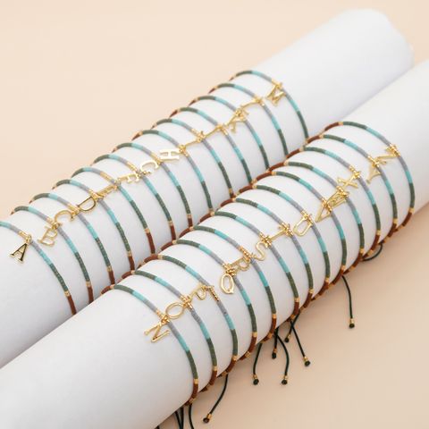 Simple Style Letter Glass Handmade Couple Bracelets