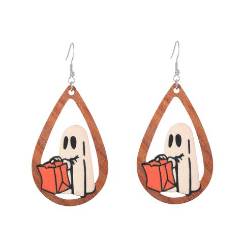 Wholesale Jewelry Funny Streetwear Pumpkin Wood Drop Earrings