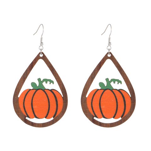 Wholesale Jewelry Funny Streetwear Pumpkin Wood Drop Earrings