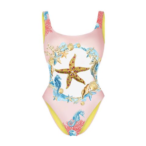 Women's Sexy Starfish Hippocampus Fish Printing One Piece Swimwear