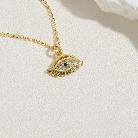 Streetwear Devil's Eye Copper Plating Inlay Zircon 14k Gold Plated White Gold Plated Pendant Necklace