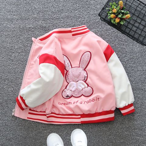 Casual Simple Style Rabbit Cat Cotton Blend Girls Outerwear