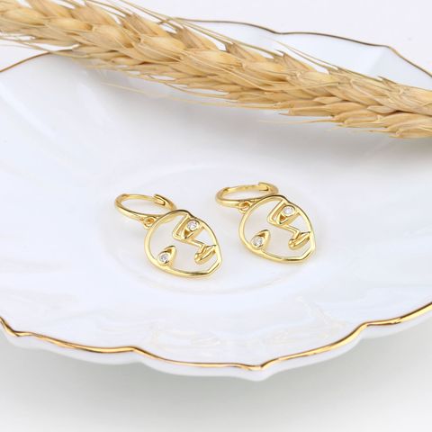 1 Pair Funny Simple Style Human Face Solid Color Inlay Sterling Silver Zircon Drop Earrings