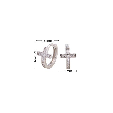 1 Pair Simple Style Cross Sterling Silver Earrings