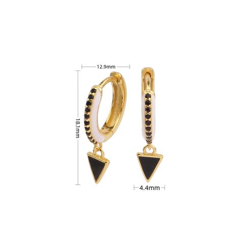 1 Pair Modern Style Geometric Enamel Inlay Sterling Silver Zircon Drop Earrings