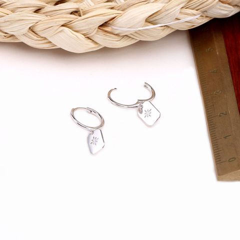 1 Pair Basic Lady Star Inlay Sterling Silver Artificial Gemstones Earrings