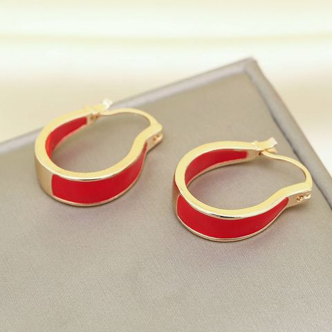 1 Pair Simple Style Round Enamel Alloy Earrings