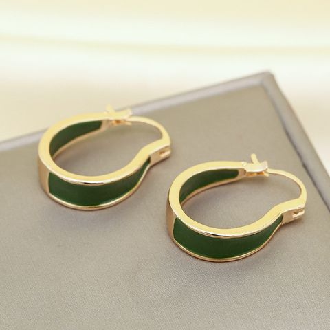 1 Pair Simple Style Round Enamel Alloy Earrings