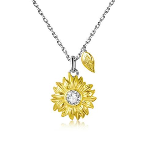 S925 Sterling Silver Hot Sale In Europe And America Sunflower All-match Necklace For Women Classic Style Temperament Clavicle Chain Cross-border Silver Jewelry Wholesale