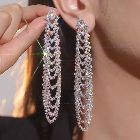 Wholesale Jewelry Elegant Streetwear Geometric Rhinestone Drop Earrings