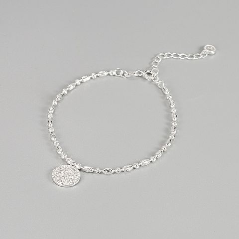 Korean Retro S925 Sterling Silver Sparkling Bracelet Lucky Letter Round Brand Cold Style Temperament Hand Jewelry Women