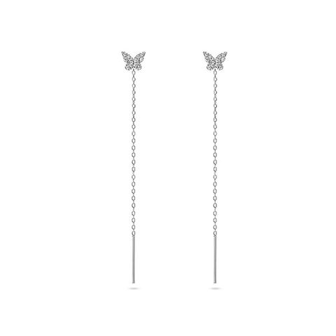 1 Pair Elegant Butterfly Plating Inlay Sterling Silver Zircon Drop Earrings