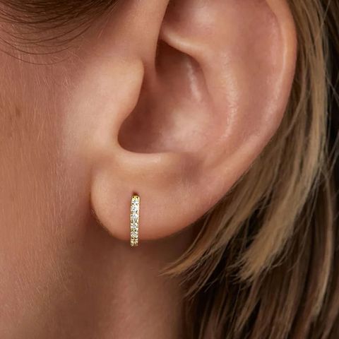 1 Pair Simple Style Round Color Block Inlay Sterling Silver Zircon Hoop Earrings