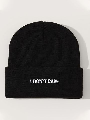 Unisex Casual Preppy Style Letter Embroidery Eaveless Beanie Hat