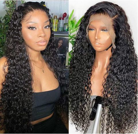Women's African Style Weekend Carnival Birthday Real Hair Centre Parting Long Curly Hair Wigs