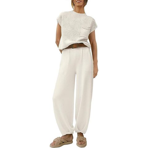 Daily Street Women's Casual Solid Color Polyester Pocket Pants Sets Pants Sets