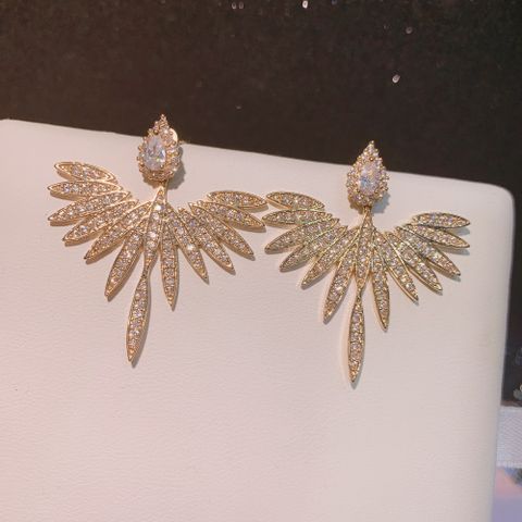 Wholesale Jewelry Glam Lady Shiny Angel Wings Alloy Rhinestones Inlay Earrings
