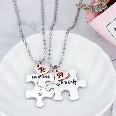 Exclusive For Cross-border Fashion Hot All-match Puzzle Titanium Steel Necklace Simple Couple Model Necklace Customizable Factory Direct Sales